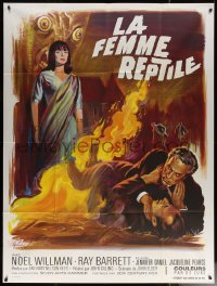 7y1180 REPTILE French 1p 1967 snake woman Jacqueline Pearce, different horror art by Boris Grinsson!