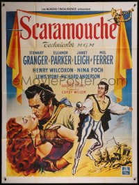 7y1197 SCARAMOUCHE French 1p R1990s different romantic art of Stewart Granger & Eleanor Parker!