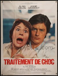7y1210 SHOCK TREATMENT French 1p 1973 great close up of Alain Delon & scared Annie Girardo, rare!