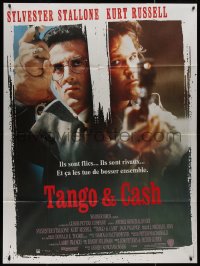 7y1236 TANGO & CASH French 1p 1989 close up of Kurt Russell & Sylvester Stallone with guns!