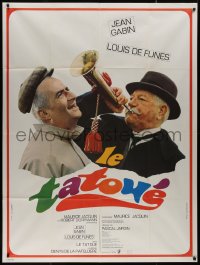 7y1241 TATTOOED ONE French 1p 1968 great close up of Jean Gabin with horn & Louis de Funes!