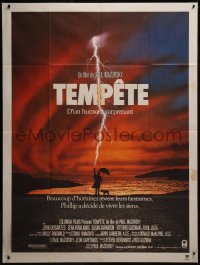 7y1244 TEMPEST French 1p 1982 Paul Mazursky, art of man on beach being struck by lightning!