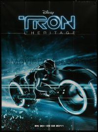 7y1273 TRON LEGACY teaser French 1p 2011 great different close up image of light cycle, Disney!