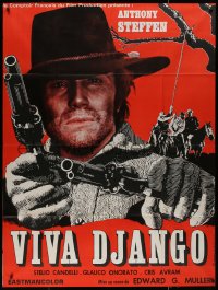7y1294 VIVA DJANGO French 1p 1972 spaghetti western art of Anthony Steffen with two guns!