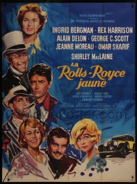 7y1316 YELLOW ROLLS-ROYCE French 1p 1965 Ingrid Bergman, Delon, Brini art of car & stars, rare!