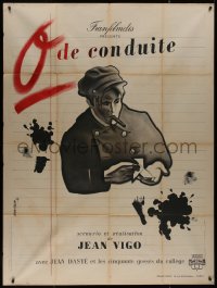 7y1322 ZERO DE CONDUITE French 1p R1946 Jean Vigo juvenile delinquent classic, art by Jean Colin!