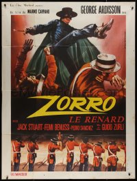 7y1323 ZORRO THE FOX French 1p 1974 Guido Zurli's El Zorro, Piovano art of masked George Ardisson!