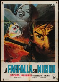 7y0525 BRANDED TO KILL Italian 1p 1969 Koroshi no rakuin, different Cesselon art of Japanese hitman!