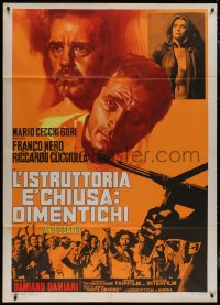 7y0532 CASE IS CLOSED, FORGET IT Italian 1p 1974 cool art of Franco Nero looming over rioters!