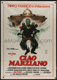 7y0536 CIAO MARZIANO Italian 1p 1980 wacky image of Martian Pippo Franco by UFO, very rare!