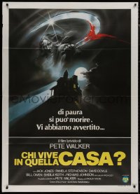 7y0538 COMEBACK Italian 1p 1980 cool art of creepy ghoul with bloody sickle over haunted house!
