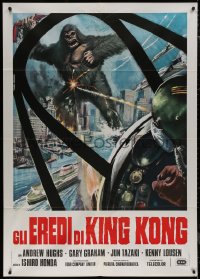 7y0547 DESTROY ALL MONSTERS Italian 1p R1977 different art of King Kong seen from airplane cockpit!