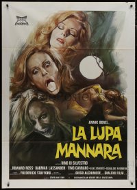 7y0598 LEGEND OF THE WOLF WOMAN Italian 1p 1977 La lupa mannara, sexy wild artwork of Wolf Woman!