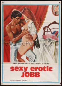 7y0599 LES EMMERDEUSES Italian 1p 1976 Jess Franco, Aller art of half-naked couple, Sexy Erotic Jobb