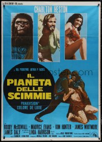 7y0632 PLANET OF THE APES Italian 1p R1970s Charlton Heston, classic sci-fi, different image!