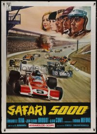 7y0645 SAFARI 5000 Italian 1p 1973 Japanese car racing, cool Formula One racing art, rare!