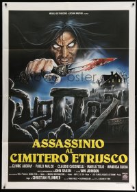 7y0648 SCORPION WITH TWO TAILS Italian 1p 1982 cool hororr art of possessed guy with bloody knife!