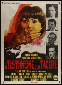 7y0653 SILENCE THE WITNESS Italian 1p 1974 Il Testimone deve Tacere, Schiaffino, cool crime art