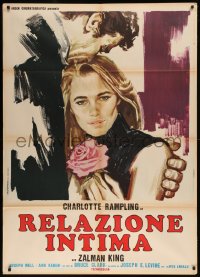 7y0654 SKI BUM Italian 1p 1975 different art of man comforting Charlotte Rampling holding rose!