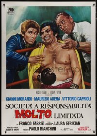 7y0658 SOCIETA A RESPONSABILITA MOLTO LIMITATA Italian 1p 1973 great artwork of boxer in his corner!