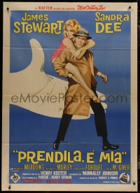 7y0667 TAKE HER, SHE'S MINE Italian 1p 1963 different Manno art of Jimmy Stewart & Sandra Dee, rare!