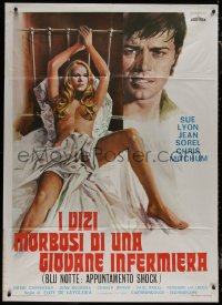 7y0672 TO LOVE PERHAPS TO DIE Italian 1p 1973 art of sexy Sue Lyon naked in bed by Jean Sorel, rare!