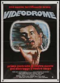 7y0680 VIDEODROME Italian 1p 1985 David Cronenberg, cool different art of James Woods in TV!
