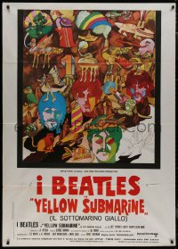 7y0684 YELLOW SUBMARINE Italian 1p R1970s great colorful art of Beatles John, Paul, Ringo & George!