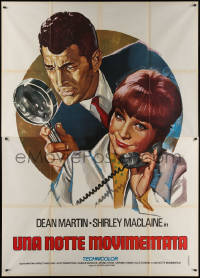 7y0343 ALL IN A NIGHT'S WORK Italian 2p R1976 art of Dean Martin w/magnifying glass & Shirley MacLaine