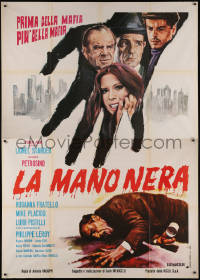 7y0348 BLACK HAND Italian 2p 1973 Lionel Stander, Rosanna Fratello, La Mano Nera, cool crime art!
