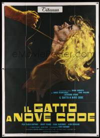 7y0359 CAT O' NINE TAILS Italian 2p 1971 Dario Argento, wild different art of blonde girl strangled!