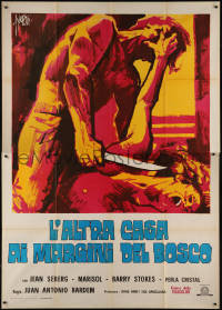 7y0364 CORRUPTION OF CHRIS MILLER Italian 2p 1976 Symeoni art of Jean Seberg attacked by man w/knife!