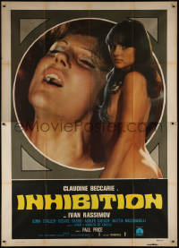 7y0410 INHIBITIONS Italian 2p 1976 two photographic images of sexy naked Claudine Beccarie!