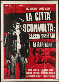 7y0418 KIDNAP SYNDICATE Italian 2p 1975 full-length Luc Merenda in leather jacket with machine gun!