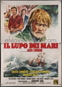7y0430 LEGEND OF SEA WOLF Italian 2p 1975 Casaro art of Chuck Connors as Jack London's sea captain!