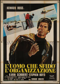 7y0448 ONE MAN AGAINST THE ORGANIZATION Italian 2p 1975 close up art of Howard Ross with gun!