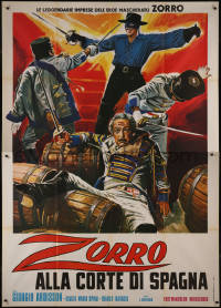 7y0497 ZORRO IN THE COURT OF SPAIN Italian 2p R1970s Casaro art of masked hero fighting soldiers!