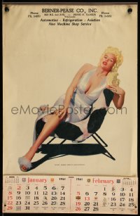 7y0111 JAYNE MANSFIELD 12x19 calendar 1961 full-length sexy portrait of the Blonde Bomber!