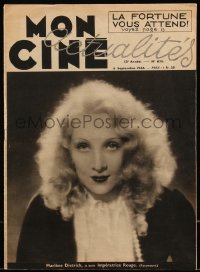 7y0061 MON CINE French magazine September 6, 1934 Marlene Dietrich in The Scarlet Empress!