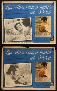 7y0140 BIRDS IN PERU 8 Mexican LCs 1969 Valcarenghi art of sexy Jean Seberg & Maurice Ronet!