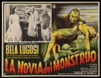 7y0161 BRIDE OF THE MONSTER Mexican LC 1958 Ed Wood, cool border artwork of Bela Lugosi & sexy girl!