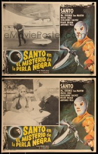7y0150 EL MISTERIO DE LA PERLA NEGRA 6 Mexican LCs 1976 great images of Santo the masked wrestler!