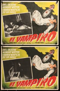 7y0153 EL VAMPIRO 3 Mexican LCs 1957 Abel Salazar, cool border art of Mexican vampire!
