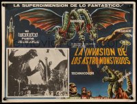 7y0168 INVASION OF ASTRO-MONSTER Mexican LC 1968 FX image of Godzilla & Ghidrah, cool border art!