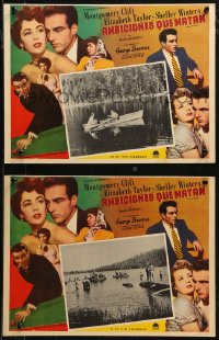 7y0156 PLACE IN THE SUN 2 Mexican LCs 1951 George Stevens classic, Montgomery Clift, Elizabeth Taylor!