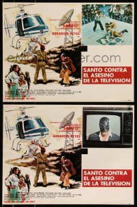 7y0146 SANTO CONTRA EL ASESINO DE LA TELEVISION 8 Mexican LCs 1982 great images of masked wrestler!
