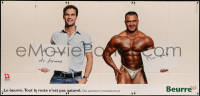 7y0088 BEURRE 50x106 Swiss advertising poster 2010s butter ad comparing average man & bodybuilder!