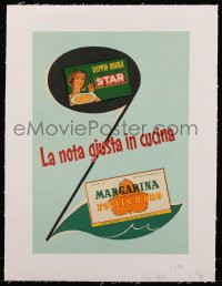 7y0594 LA NOTA GIUSTA IN CUCINA linen 9x13 Italian advertising poster 1950s broth & margarine!