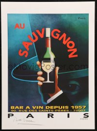 7y0085 RAZZIA signed #495/995 11x15 art print 1995 by the artist, hand holding wine, Sauvignon