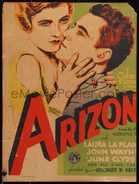 7y0188 ARIZONA WC 1931 great romantic art of soldier John Wayne & Laura La Plante, incredibly rare!